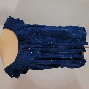 Beautiful sparkly blue cap sleeve flowing blouse